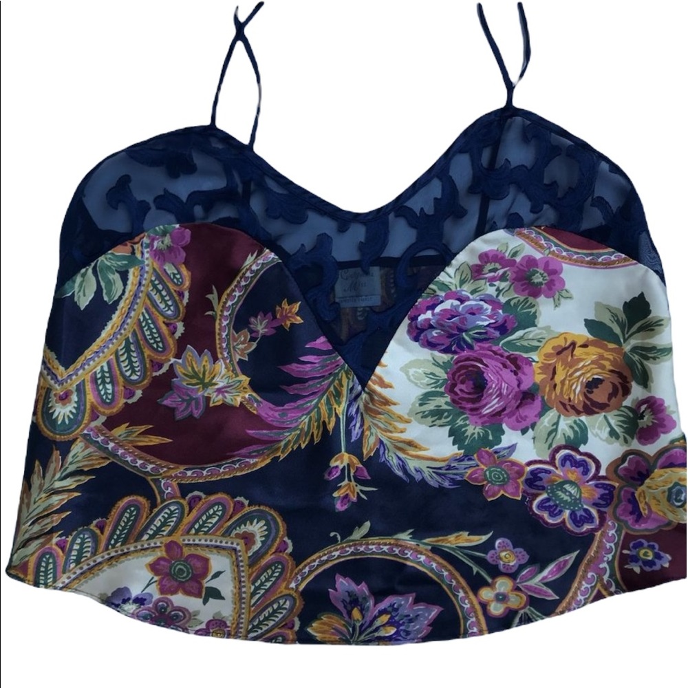 Vintage California Miss Silk and Lace Intimate Tank Top Size Medium